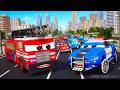 Police Cars And Fire Engine Truck Joins To Clear Massive Traffic In City Hero Cars