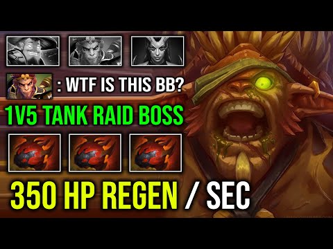 WTF 350 HP REGEN PER SEC Triple Heart of Tarrasque Max Strength Unkillable Boss Bristleback Dota 2