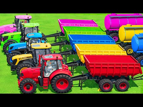 Tractor of Colors! SUNFLOWER HARVEST WITH John Deere Loaders! Farming Simulator 22