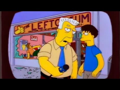 The Simpsons - People are grabing things with both hands on The Leftorium