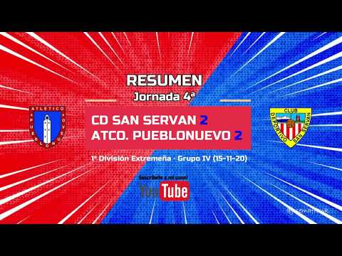 RESUMEN Y GOLES CD SAN SERVAN 2 - ATLETICO PUEBLONUEVO 2 (15-11-20) Jornada 4ª