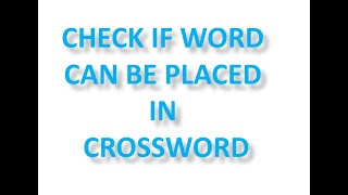 YouTube video 'Leetcode:Check if Word Can Be Placed In Crossword'