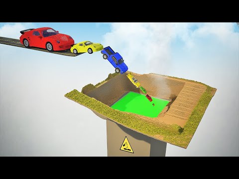 Big & Small Cars Jumps into Acid Pit | Teardown