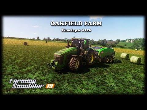 Baling & collecting horse hay, harvesting field grass | Oakfield farm | FS19 Timelapse #126