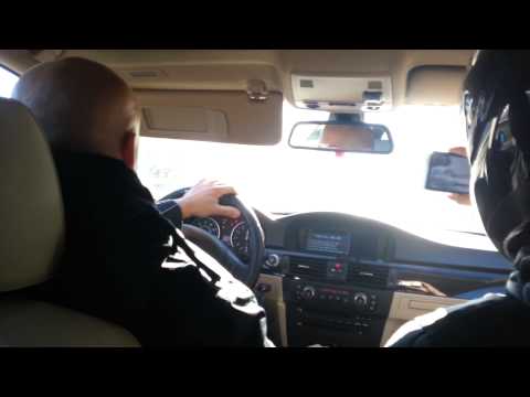 In the back of a stunt car