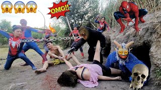 Panicked, three goat-headed monsters attack the girl, leading to a battle with Spider-Man