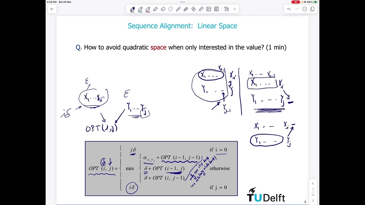 Lecture 15: Dynamic Programming - Sequence Alignment (Linear Space)