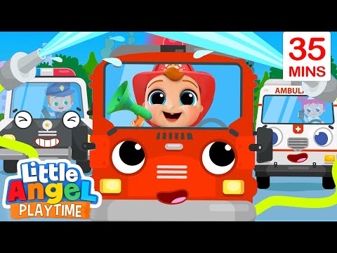 Here Comes the Rescue Team | Policeman, Fireman, & Ambulance | Little Angel Kids Songs