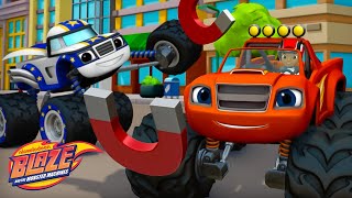 Blaze Uses MAGNETS on Robot Knights &amp; Races to the Finish Line! 🧲 | Blaze and the Monster Machines