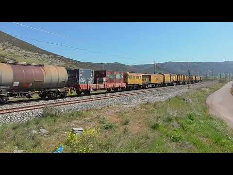 Freight train 80508 with HELLAS SPRINTER & speno passes sfigga area 13/4/22