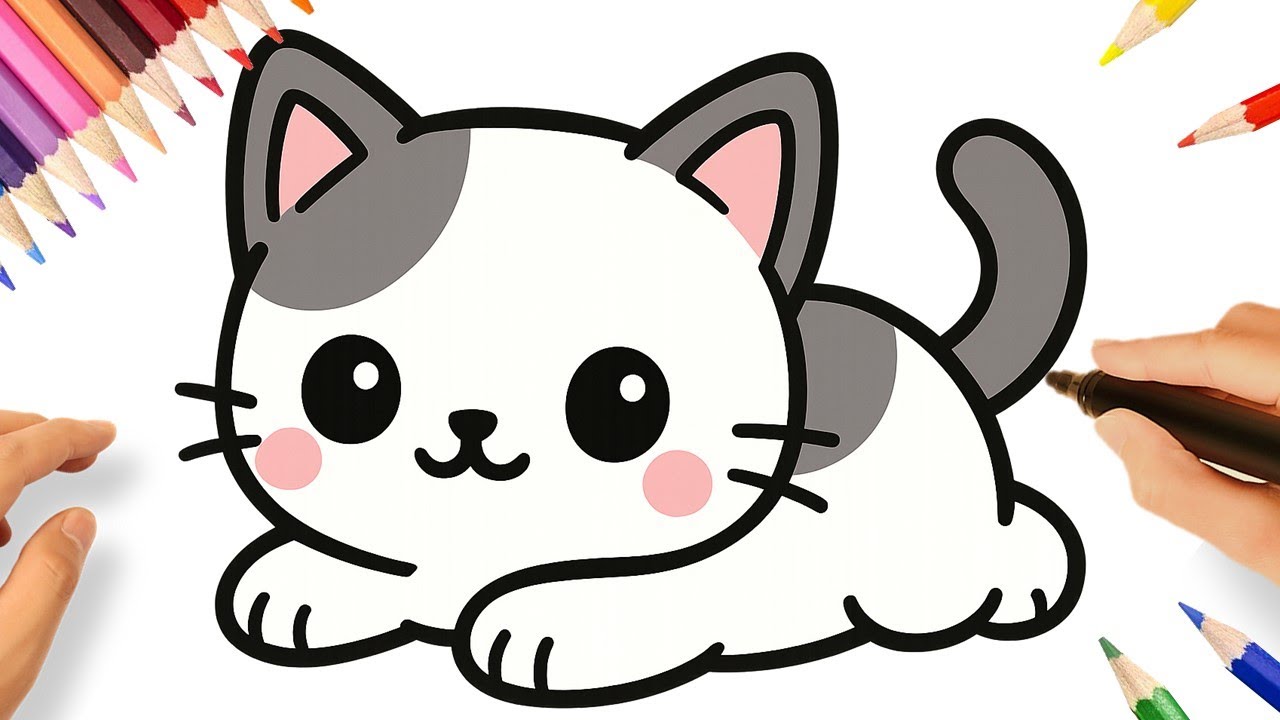 HOW TO DRAW A CUTE KAWAII CAT EASY STEP BY STEP 😻💟