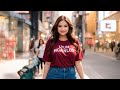4k American AI Art Lookbook Model Video Walking On A City Street Night