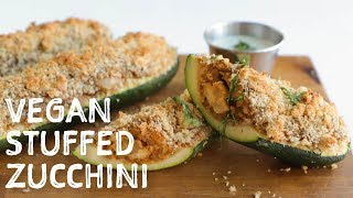 Vegan Apple Sausage Stuffed Zucchini