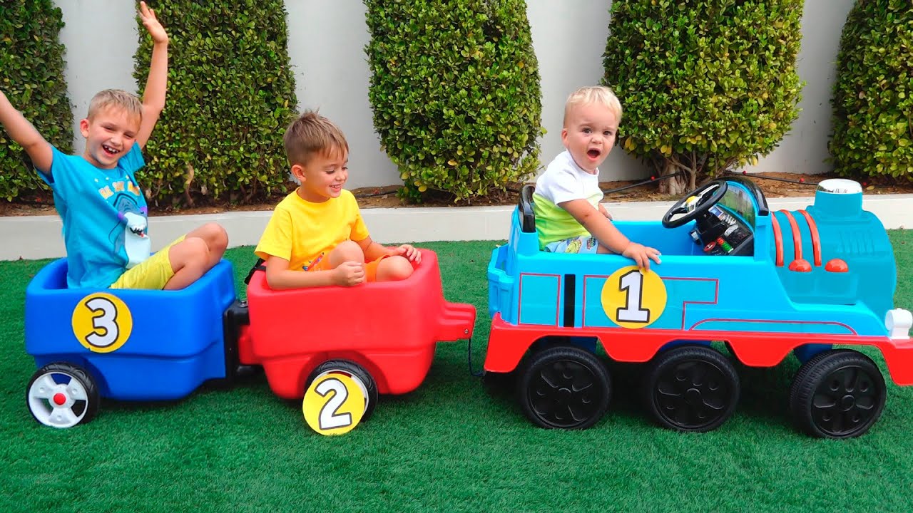 Vlad and Niki play with Toy Trains - Funny stories for kids