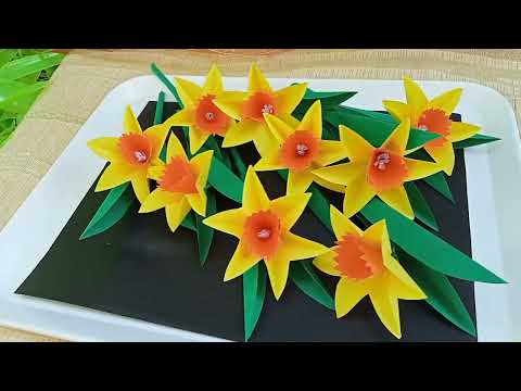 Beautiful paper flower for school project/ DIY/ Daffodil/ Paper craft/ Flower