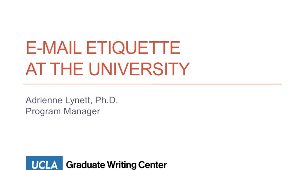 E-Mail Etiquette at the University