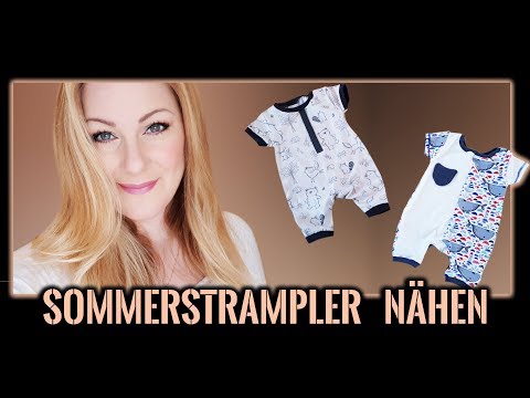 Baby Sommerkleidung nähen für Anfänger + Schnittmuster - Spieler / Kurz-Strampler / Overall Gr 56-62
