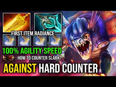 WTF 100% Max Agility Speed First Item Radiance Imba Fast Farm Slark Vs Hard Counter Dota 2