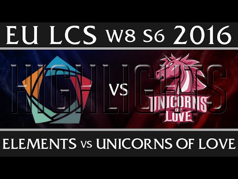 Elements vs Unicorns of Love Highlights | EU LCS W8D2 2016 Spring S6 | EL vs UOL Week 8