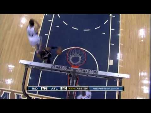 Zaza Pachulia steals and behind the back assist to Josh Smith Dunk in Fastbreak vs Indiana Pacers