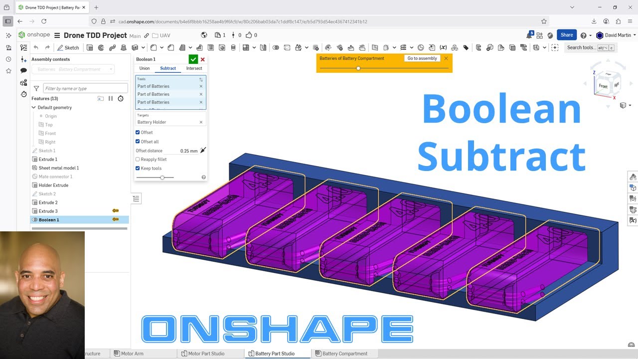 Onshape - Boolean Subtract