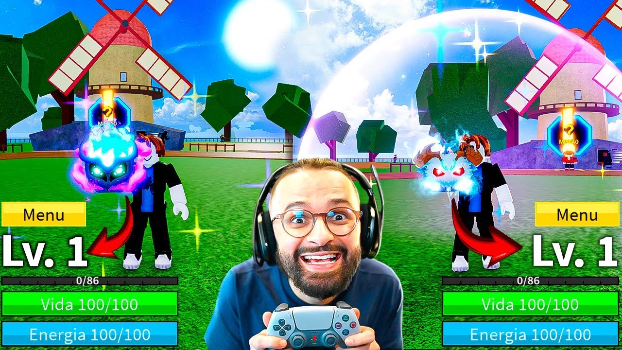 ABRI PRESENTES MITICOS EM CONTAS LEVEL 1 PRA VER QUANTAS FRUTAS RARAS CONSIGO no BLOX FRUITS