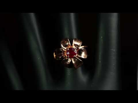 Серебряное кольцо с натуральным Рубином "Цветок" 16.75р видео