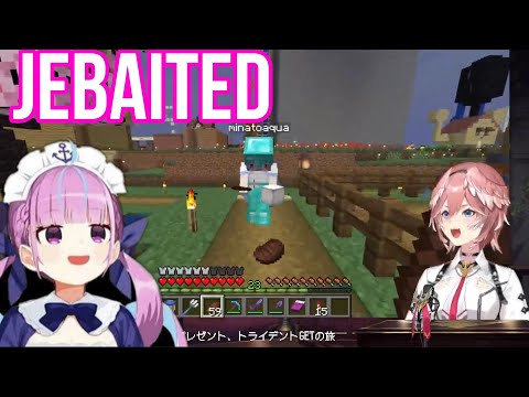 Minato Aqua Jebaited Takane Lui Into Something Cute  | Minecraft [Hololive/Sub]