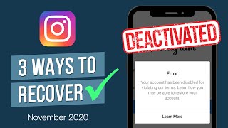NEW: How to Recover / Restore a Disabled, Banned or Deactivated Instagram Account - 2020 (3 WAYS!) 😉