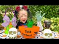 Nastya and a story for children on Halloween