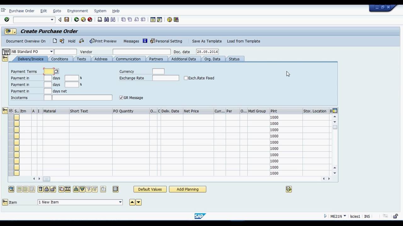 CREACIÓN DE UNA ORDEN DE COMPRA SAP MM