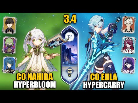 NEW Spiral Abyss 3.4 | C0 Eula Hypercarry & C0 Nahida Hyperbloom | Floor 12 9-Stars | Genshin Impact