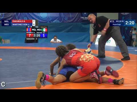 Repechage WW - 38 kg: J. MARTINEZ GON (MEX) df. B. ENKHBOLD (MGL) by VPO1, 9-7