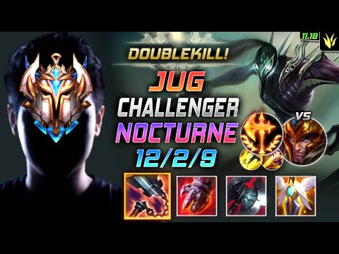 Challenger Nocturne Jungle vs Jarvan IV - 챌린저 정글 녹턴 템트리 룬 선혈 정복자 ノクターン Ноктюрн 永恒梦魇 - LOL KR 11.18
