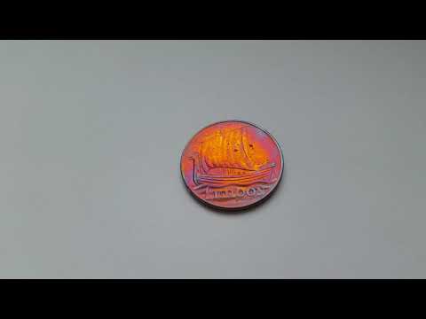 1 Kroon 1934 rainbow tone patina coin