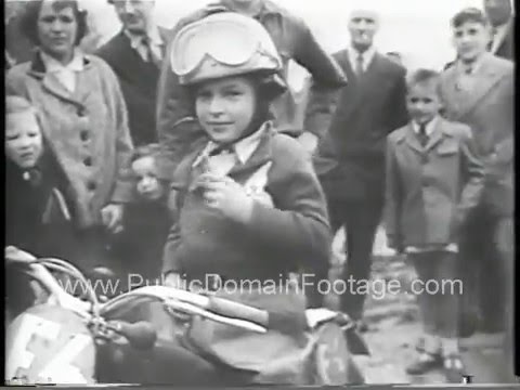 Paris 6 year old motorcycle dirt bike rider 1954 archival footage
