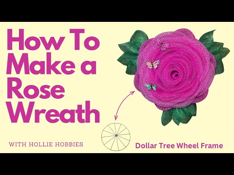 Dollar Tree Bicycle Wheel Wreath/ How To Make a Rose Wreath with Mesh/ How To Make a Flower Wreath