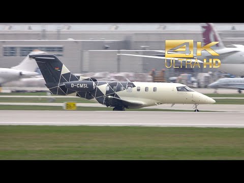 (4K) Pilatus PC-24 from Platoon Aviation D-CMSL arrival at Munich Airport MUC EDDM