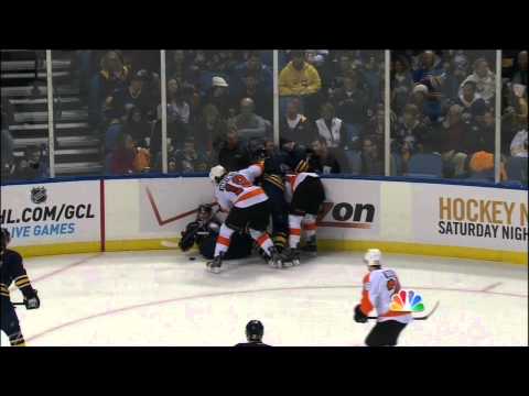 Scott Hartnell vs Drew Stafford fight 20 Jan 2013 Philadelpia Flyers vs Buffalo Sabres. NHL Hockey