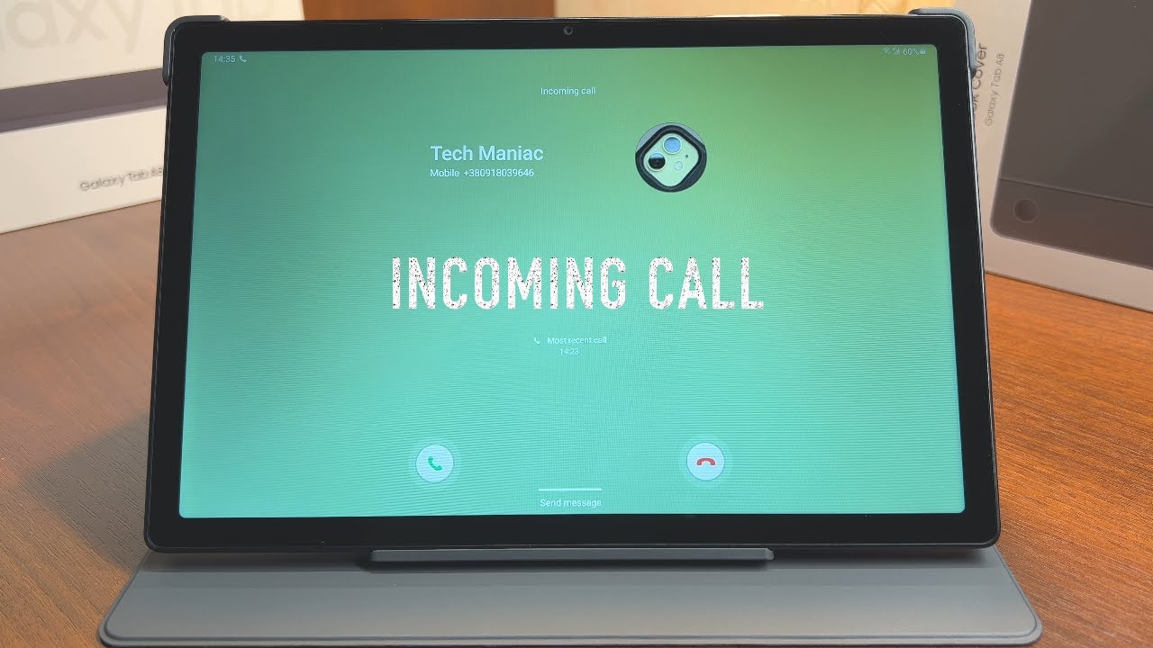 Samsung Galaxy Tab A8 LTE Cellular Incoming Call in Book Cover Case