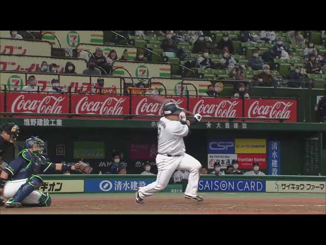 【5回裏】ライオンズ・山川 直球をセンター前に弾き返す同点タイムリーヒットで試合を振り出しに戻す!! 2021/3/21 L-S
