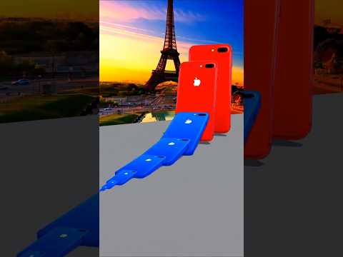 iPhone SE Domino in Paris – Red To Blue Perfection 🔴📱🔵 #shorts