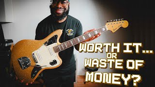 Video thumbnail for A Jazzmaster Fanatic Reviews the Squier Classic Vibe ’70s Jaguar (Gold Sparkle) | PlayJason by Jason Mays