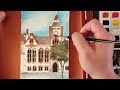 Watercolour Painting Reading Town Hall Real Time Tutorial