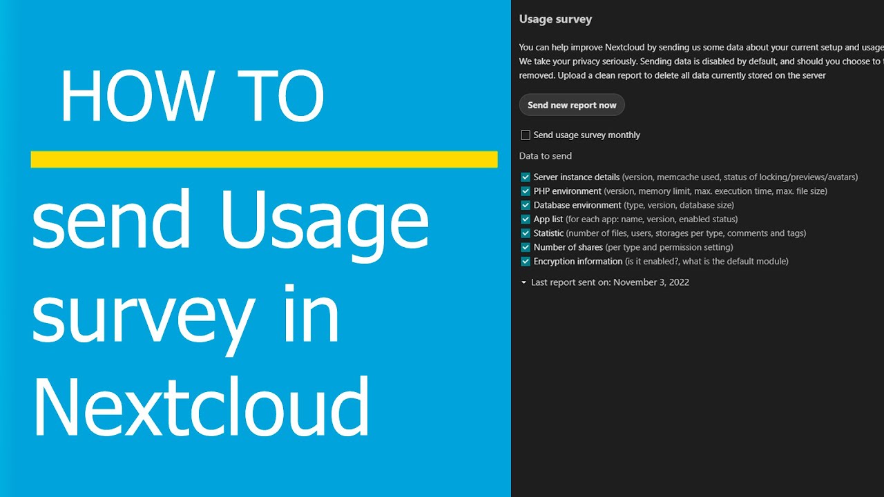 Help us to improve Nextcloud! How to send a Usage survey in Nextcloud #nextcloud