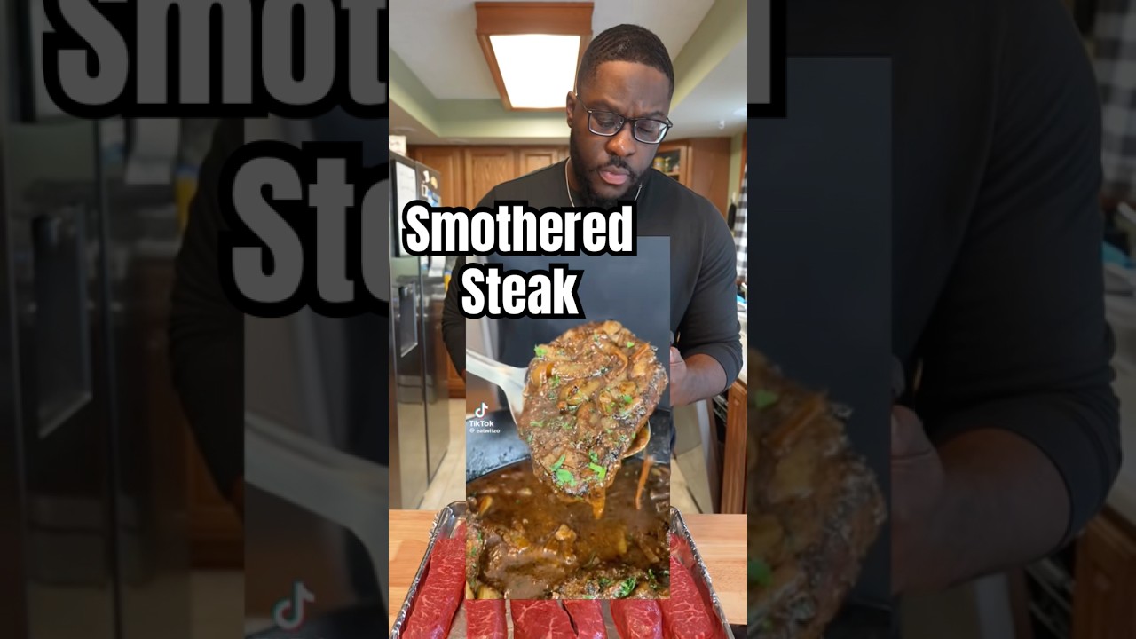Smothered the meat JUST RIGHT! Smothered Steak recipe review! #foodreview #cooking #dinner
