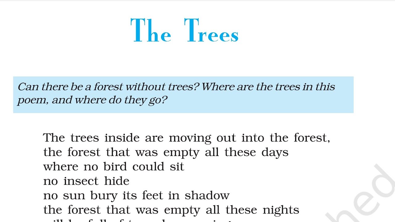 The Trees | Class 10 English Poem | Poet Adrienne Rich