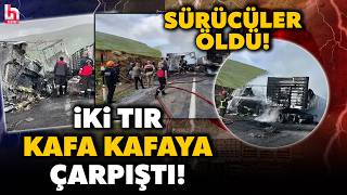 SON DAKİKA! Bitlis'te iki TIR kafa kafaya çarpıştı! Alev topuna dönen 