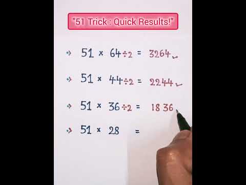 " 51 Trick : Quick Results ‼️" | Maths tricks