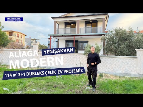  Aliağa YeniŞakranda 114m2 3+1 Dubleks Modern Çelik Ev Projelerimiz | Alsancak Prefabrik&Çelik Yapı